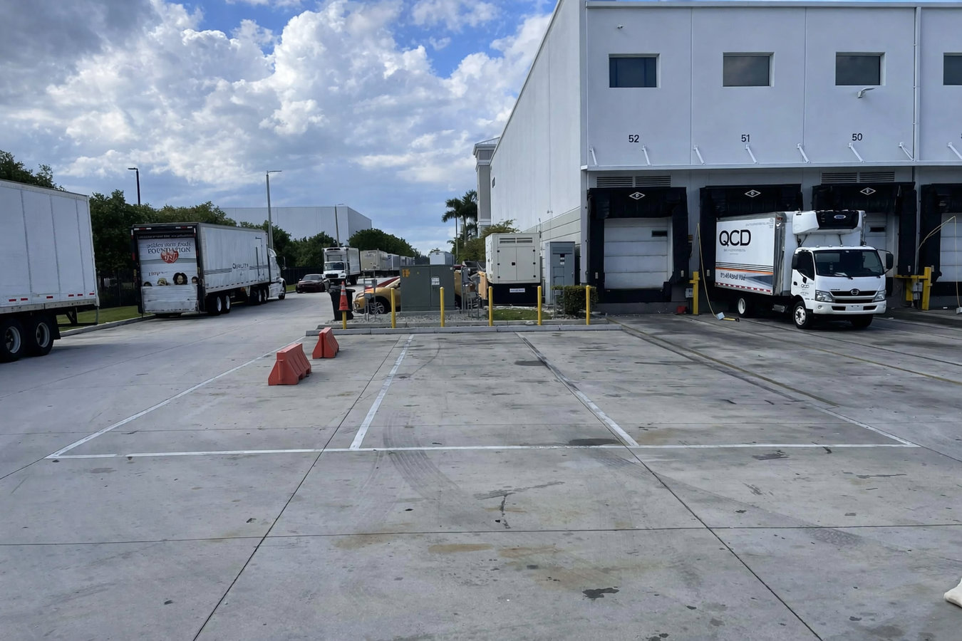 Concrete parking lot building