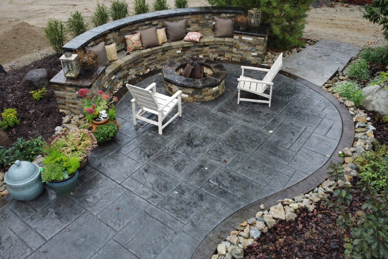 Concrete patio construction